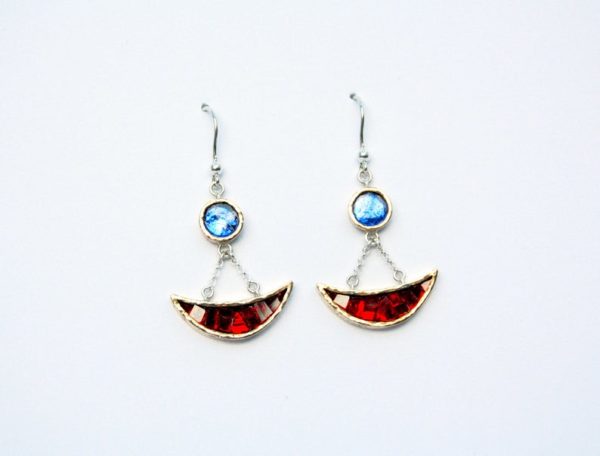 Orecchini In Argento Sterling 925 Con Zirconi Bianchi E Neri 8mm - Mosaico Microsetting, Gioielli Artigianali Spagnoli Anallergici - Regalo Per Lei